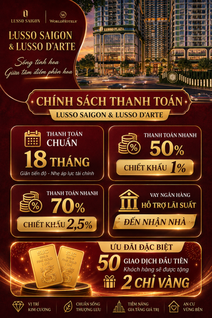 Chính sách thanh toán Lusso Saigon & Lusso D'Arte 2026